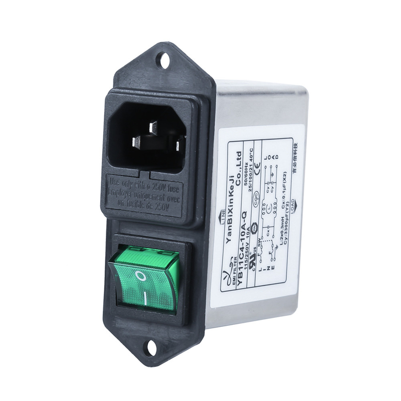 220V 10A IEC Inlet EMI Filter Power Entry Module Filter Untuk Catu Daya Kecil