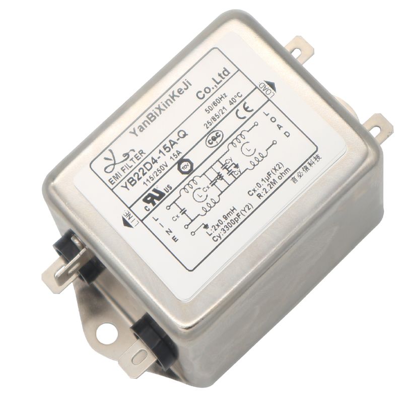 YB-D4 Low Pass EMI EMC Filter 115V 250V Fast On Terminal Single Phase Filter Untuk Otomasi Kantor